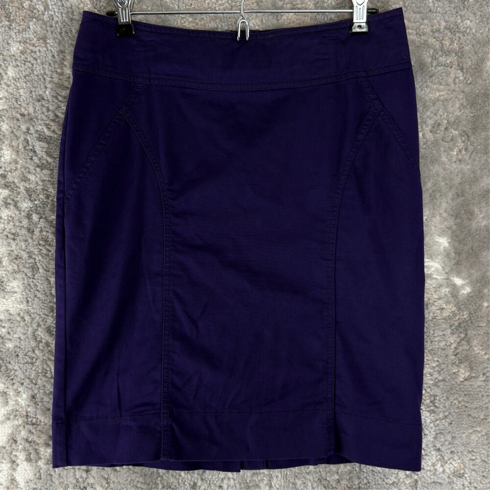 H&M Size 6 Casual Mini Pencil Skirt Purple Zip Cotton Blend Stretch